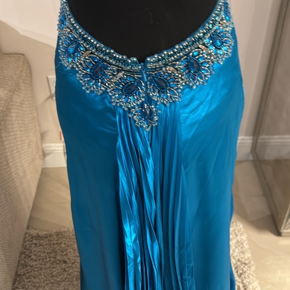 Tony Bowls Paris evening blue beaded dress size 0 - Picture 7 of 8